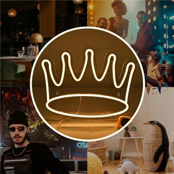 Crown Neon Signs Led Crown Neon Light Large Wall Hanging Lights Art Decor Neon - Picture 3 of 7